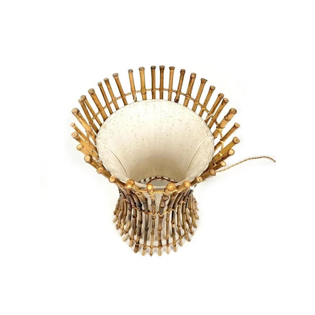 Italian Bamboo, Rattan and Cotton Floor Lamp in the style of Franco Albini, 1960s For Sale - Image 6 of 13