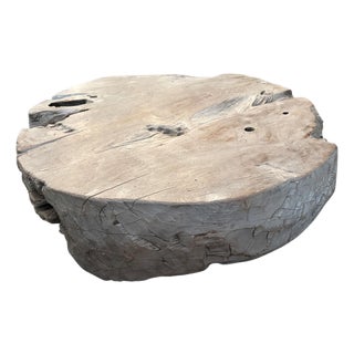Andrianna Shamaris Wabi Sabi Teak Wood Round Coffee Table For Sale