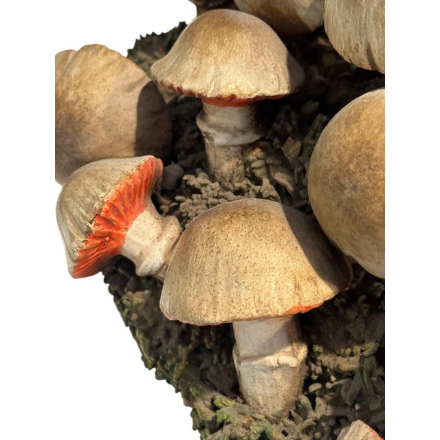 Vintage Italian Tromp l'Oeil Hand-Painted Woven Ceramic Basket of Mushrooms For Sale - Image 13 of 17