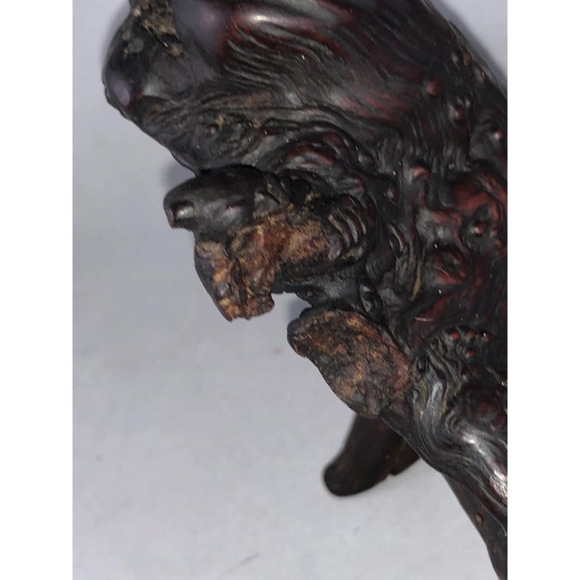 Mid 19th Century Antique Wood Root Caved Buddha For Sale - Image 4 of 13