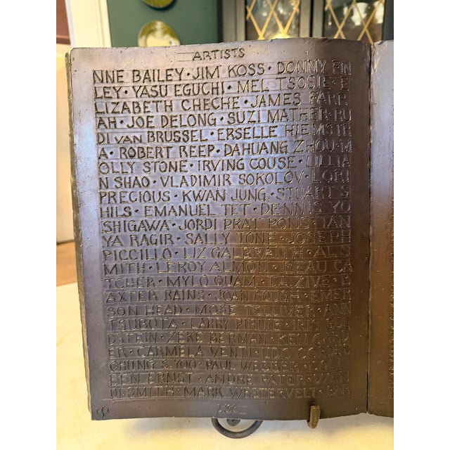 Name Recognition Bronze Open Book Sculpture by Herbert Simon, Ca. 1995 For Sale - Image 14 of 17