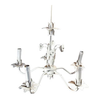 Early 20th Century White 4-Light Tole Chandelier For Sale
