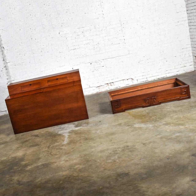 Wood Vintage MCM Art Deco Style Entry Desk or Dry Bar Mahogany by Ima s.a. Bogota, Colombia For Sale - Image 7 of 13
