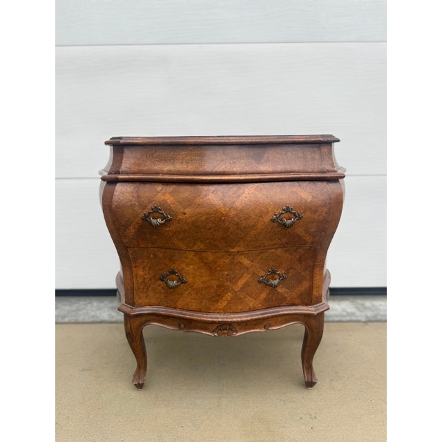 Italian Parquetry Bombe Nightstand For Sale - Image 9 of 16