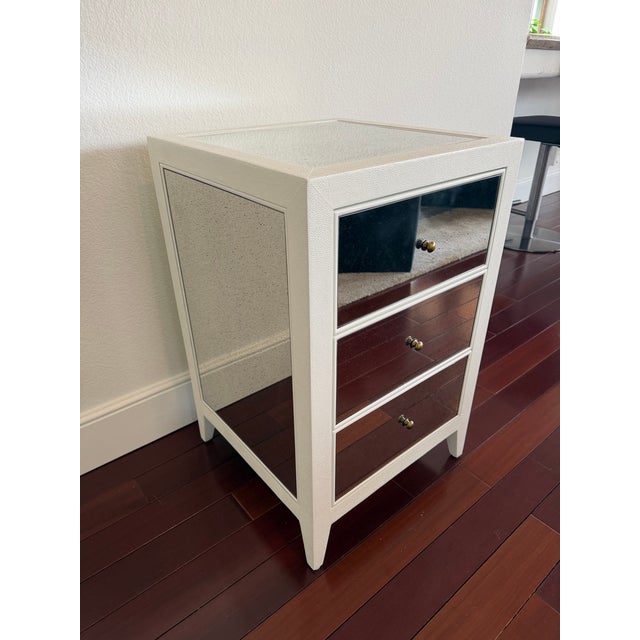 Made Goods Shagreen & Antique Mirror Nightstand – 3 Drawer – Designer Piece For Sale In Las Vegas - Image 6 of 9