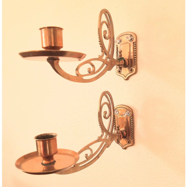 Vintage Hinged Swing Arm Brass Sconces Pair Hollywood Regency For Sale - Image 13 of 13