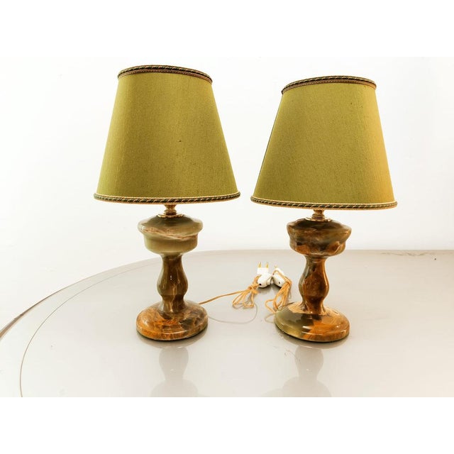 Onyx Table Lamp with Fabric Lampshade For Sale - Image 17 of 18