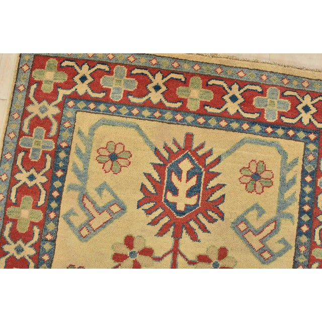 Kazak Rug 3’4” X 5′ Beige Wool Tribal Hand-Knotted Oriental Carpet For Sale In Philadelphia - Image 6 of 12