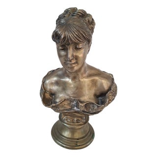 Bust of a Young Girl, 1950, Brass For Sale