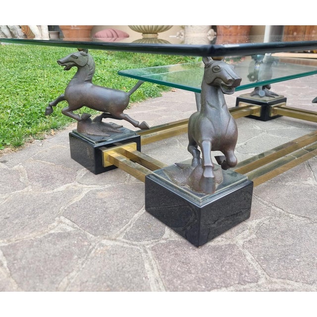 Metal Table with Bronze Horses from Maison Charles, 1970s For Sale - Image 7 of 13