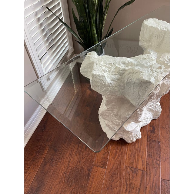 Vintage Postmodern Sirmos Plaster Faux Rock Console Table For Sale - Image 10 of 10