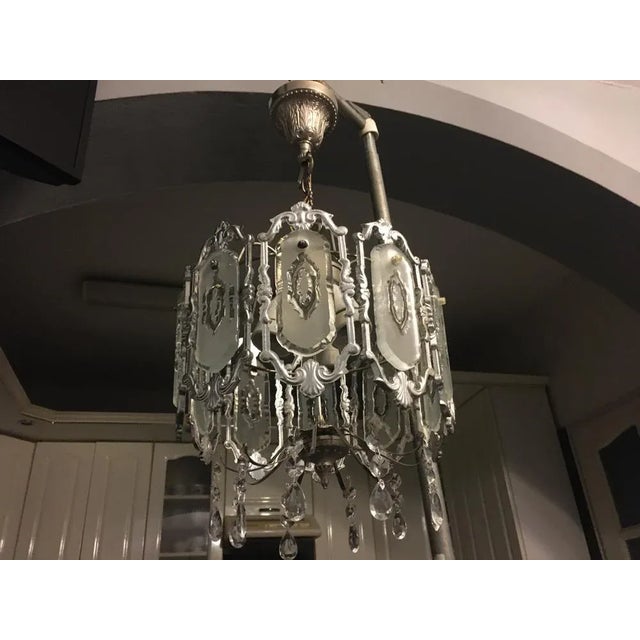 Silver Glass Chandelier, 1970s For Sale - Image 8 of 18