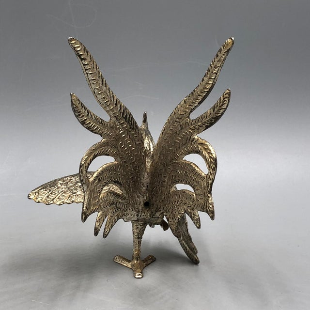 Vintage Two Fighting Roosters in Silver-Plating, Set of 2 For Sale - Image 12 of 16