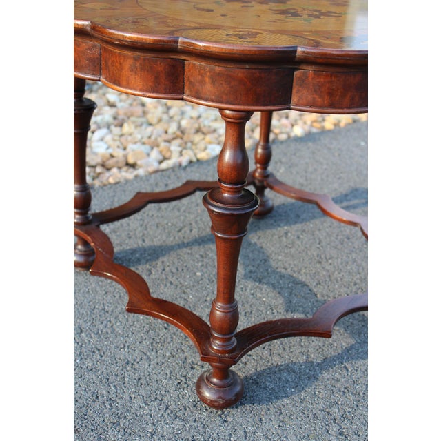 Antique Mahogany Scalloped Table With Inlaid Top For Sale - Image 9 of 17