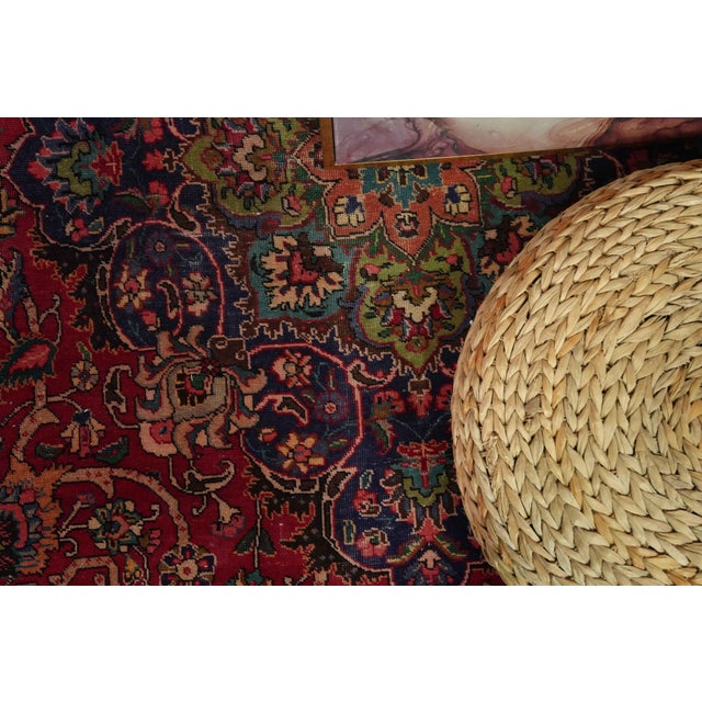 1970s Vintage Persian Handmade Wool 10x13 Red Area Rug For Sale - Image 9 of 11