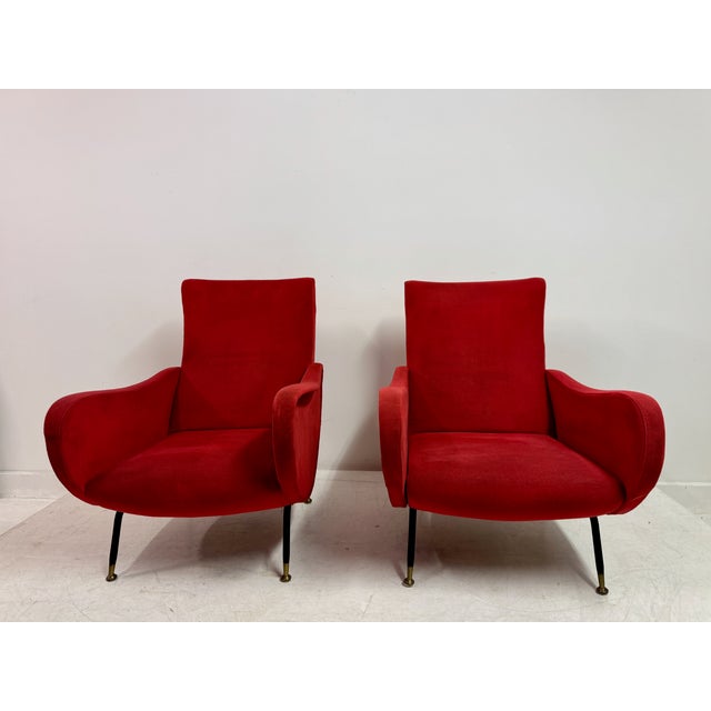 Textile Mid-Century Italian Armchairs, 1960s, Set of 2 For Sale - Image 7 of 17