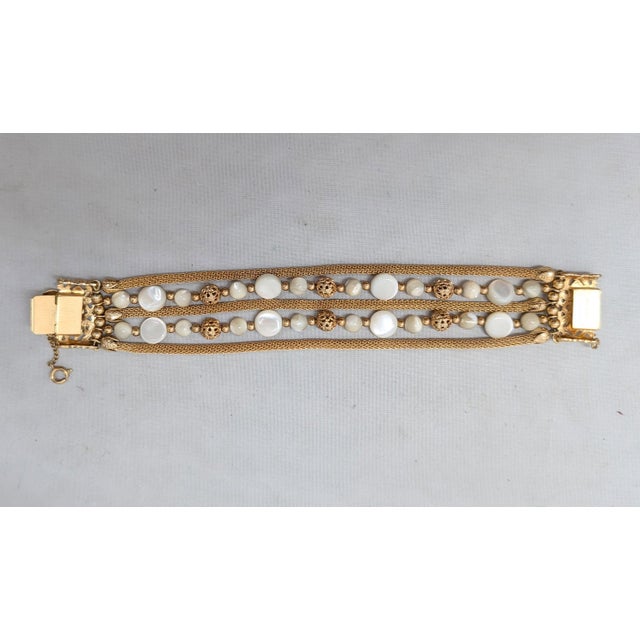1960s Vintage 1960s Signed Napier 5-Strand Mother-of-Pearl Beaded Bracelet For Sale - Image 5 of 10