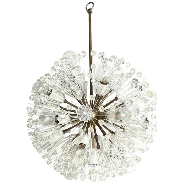 1950s Emil Stejnar "Snowball" Brass and Hand Cut Crystal Hanging Pendant For Sale - Image 10 of 10