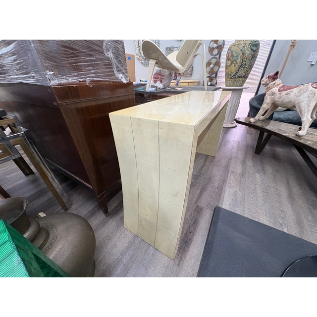 Cream 1940s Italian Modern Parchment Console Table For Sale - Image 8 of 12