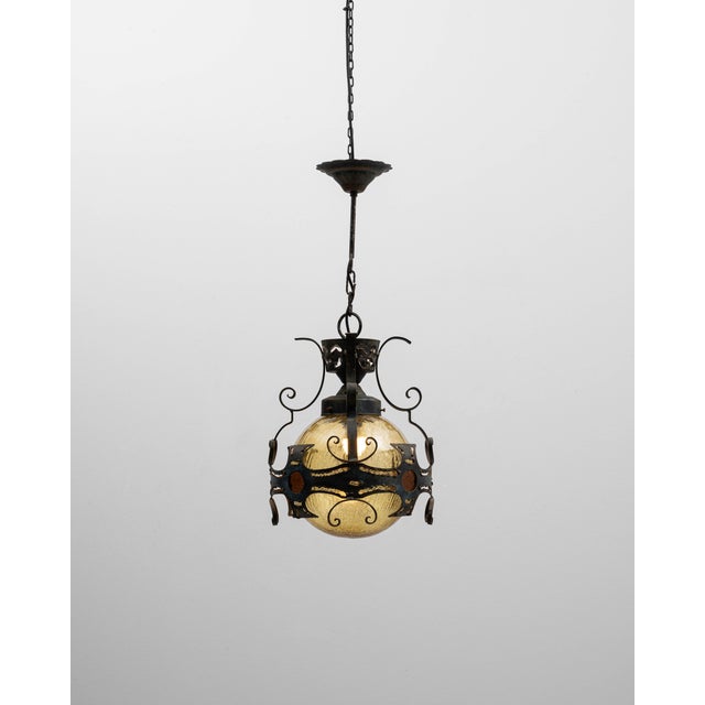 20th Century Brutalist Dutch Hammered Iron Pendant Lamp For Sale - Image 17 of 18