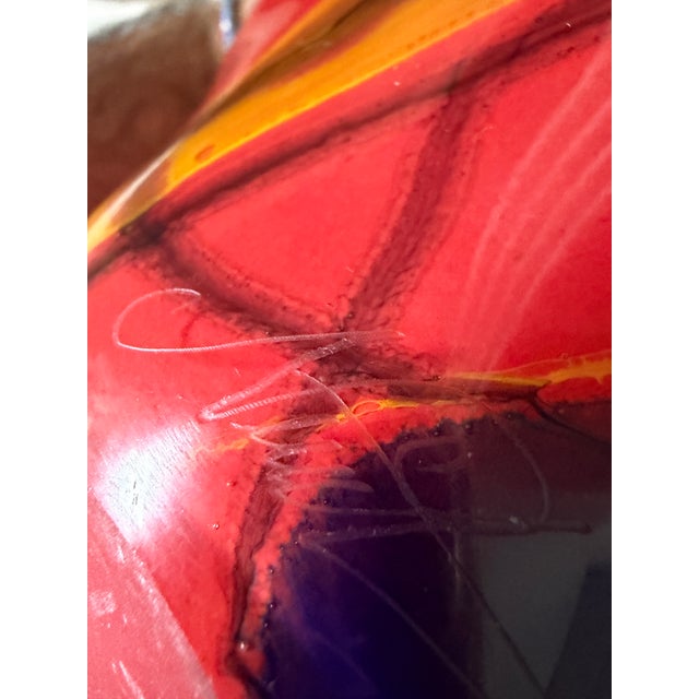 Signed Ioan Nemțoi Romanian Hand-Blown Multicolor Art Glass Vase Circa 1990 For Sale - Image 10 of 16