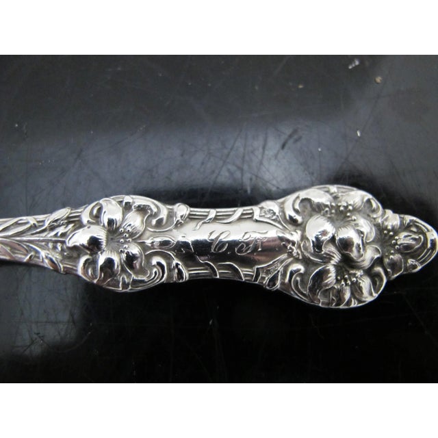 Antique Alvin Sterling Silver Old Orange Blossom 5 7/8" Citrus Spoon Set of 3 For Sale In Portland, OR - Image 6 of 10