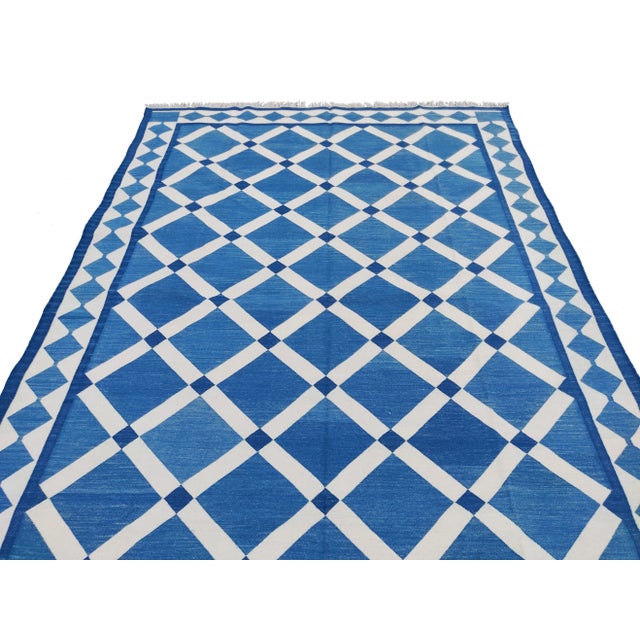 Handmade Cotton Diamond Cross Rug For Sale - Image 6 of 10