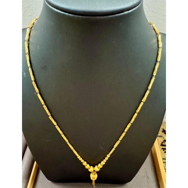 24 K Pure Gold Hand Made Yellow Gold Tube Chain Necklace, 9.7 Gm, 16 " + Pendant For Sale - Image 10 of 18