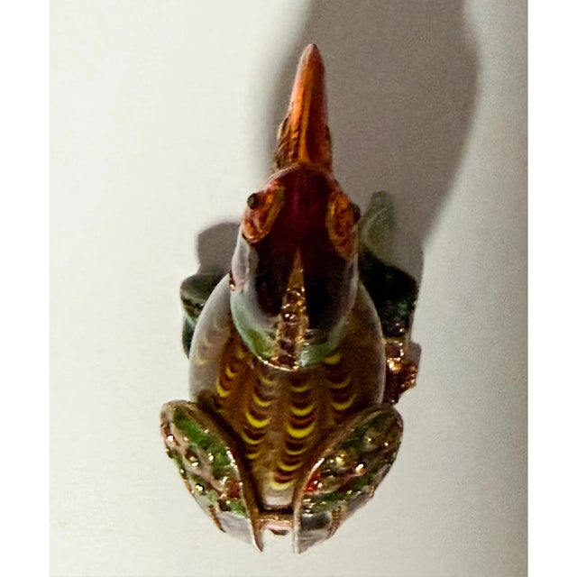 Metal Rare 2006 Fitz and Floyd Guild Collection Jeweled Orange Beak Bird With Box For Sale - Image 7 of 13