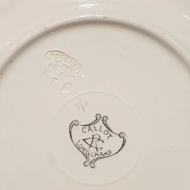 French Provincial 1920 Longchamps Dinner Plates From the Callot Series- a Pair For Sale - Image 3 of 4