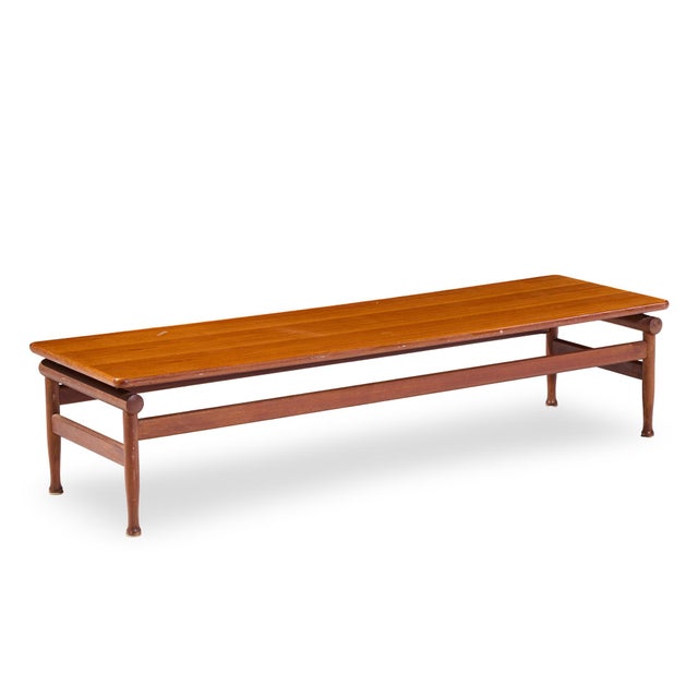 Kai Lyngfeldt-Larsen for Søborg Møbelfabrik Mid Century Danish Teak Bench Coffee Table For Sale In Chicago - Image 6 of 9