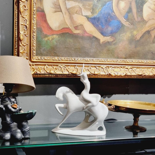 Mid-Century Art Deco Porcelain Lady Godiva Figurine by Jaroslav Ježek for Royal Dux, 1959 For Sale - Image 18 of 18