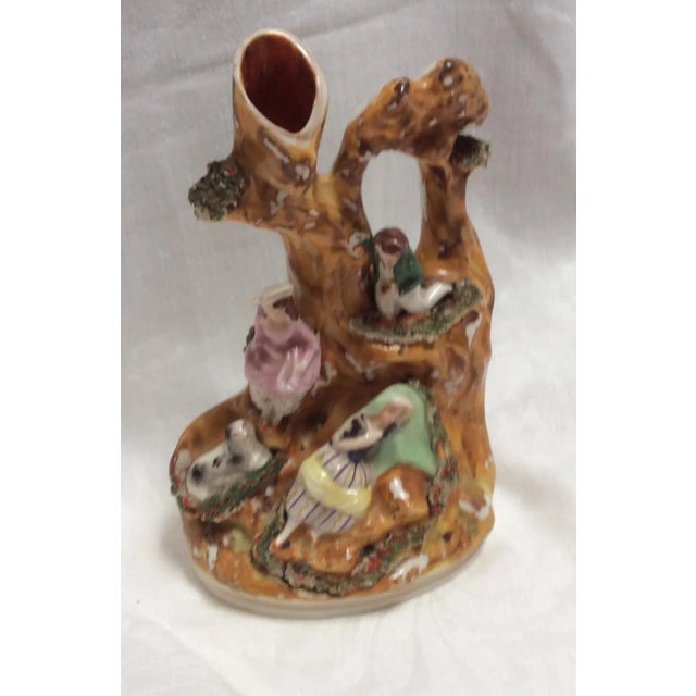 Mid-Century Modern Small Antique Staffordshire Vase with Figures For Sale - Image 3 of 7