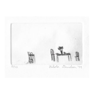 1979 Nikola Davidson Interior Scene Etching For Sale