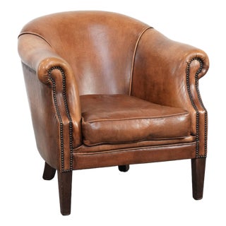 Vintage Sheepskin Club Armchair For Sale