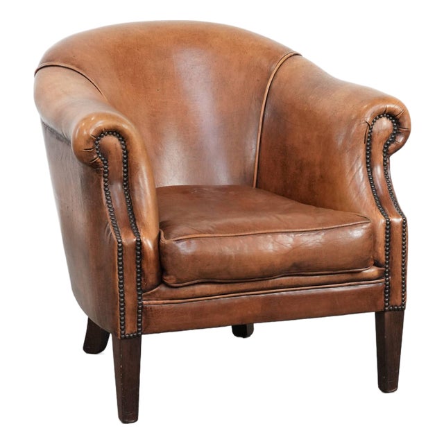 Vintage Sheepskin Club Armchair For Sale