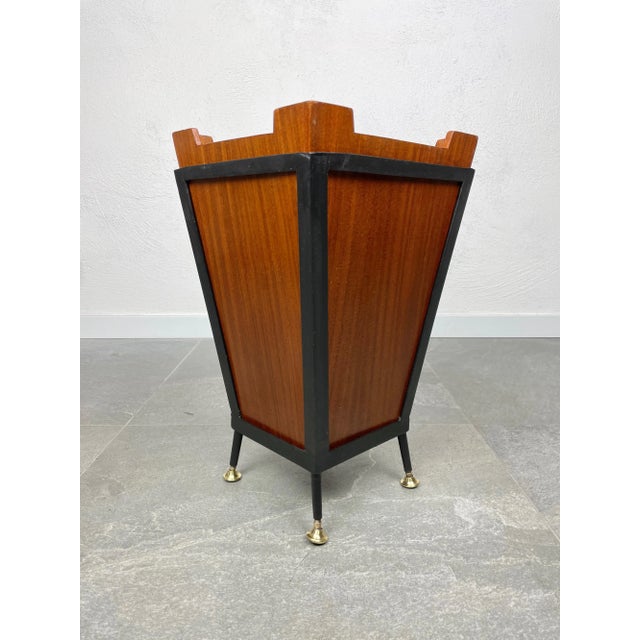 1960s Teak & Black Metal Basket, Italy, 1960s For Sale - Image 5 of 8