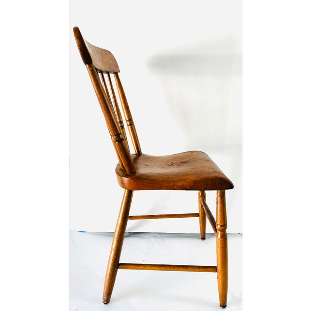 Antique Country Plank Chair, Spindle-Back C. 1930s U S A. For Sale In New York - Image 6 of 8