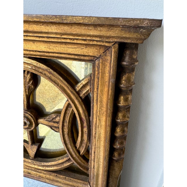 Mid 20th Century Vintage Neoclassical Giltwood Mirror With Antiqued Mirror Frieze For Sale - Image 5 of 6