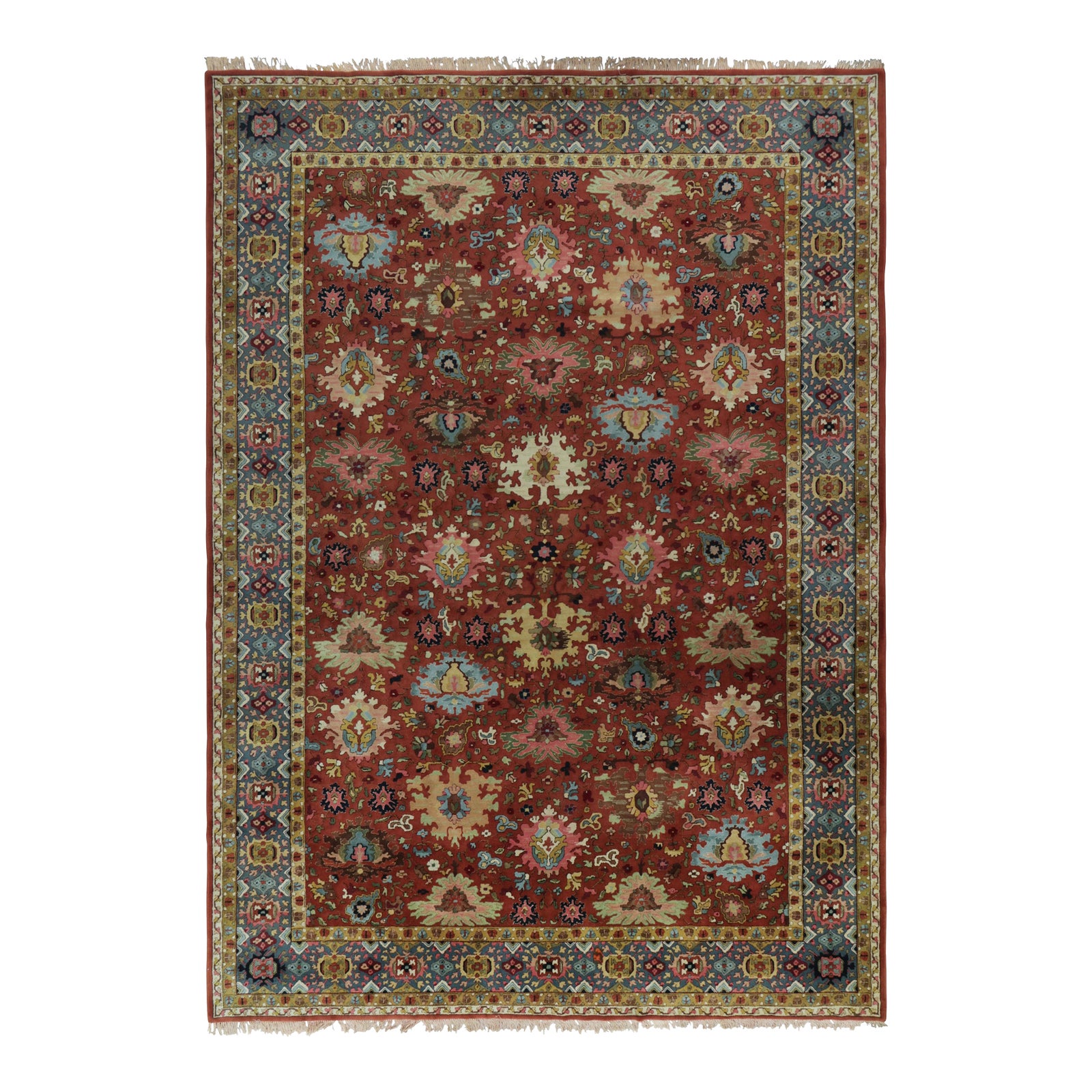 Antique German Tetex Hooked Rug in Red With Floral Medallions - Rug ...