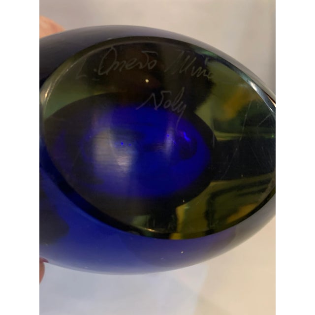 1980s Oggetti Blue/Citrine Murano Glass Vase For Sale - Image 12 of 13