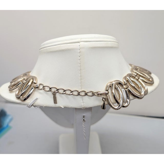 Mid-Century Modern Vintage Signed Monet Goldtone Link Collar Necklace, 1956 Ad Piece For Sale - Image 3 of 10