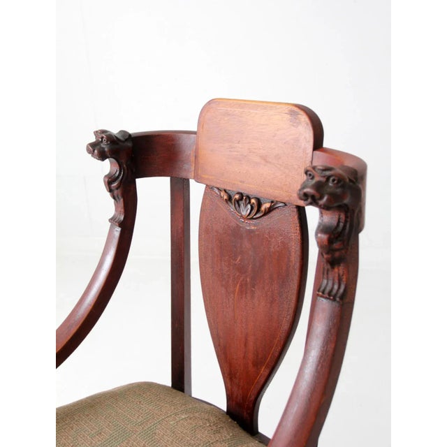 Antique Lion Head Claw Foot Arm Chair For Sale - Image 6 of 12