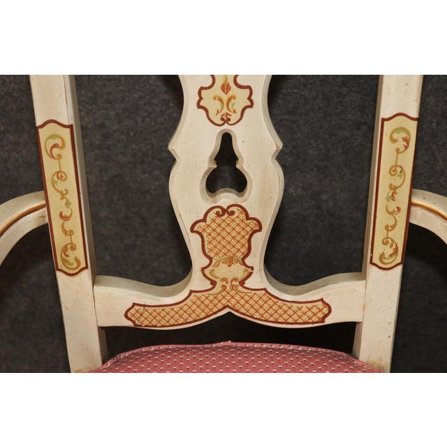 Set 8 Paint Decorated Chinoiserie Paint Decorated Dining Chairs Italian Style For Sale - Image 9 of 18