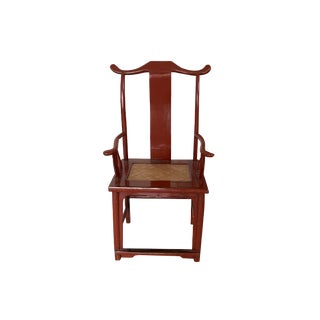 Chair in Ming Chinese style with High Backrest and Red Lacquer For Sale