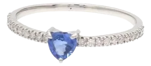 Natural 0.25 cts blue sapphire heart & 0.14 cts diamond ring in 18k gold