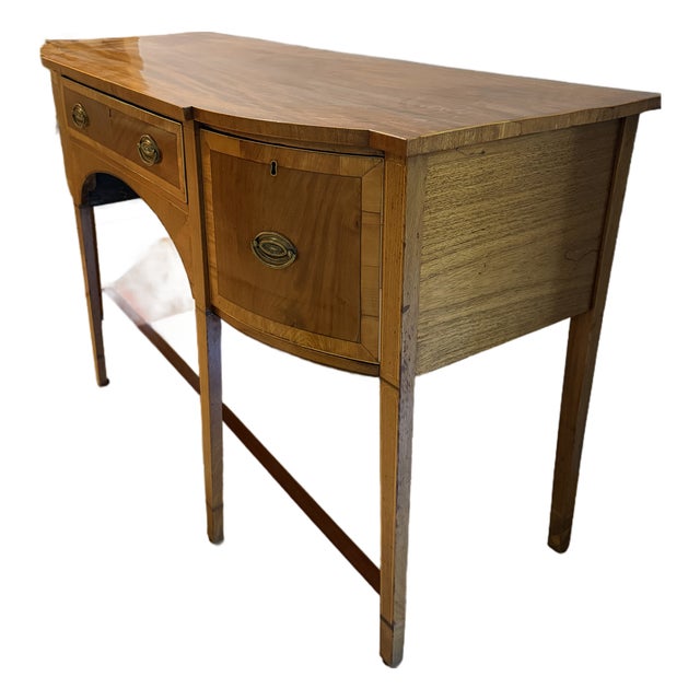 Antique Sheraton Style Inlaid Mahogany Bow-Front Sideboard For Sale