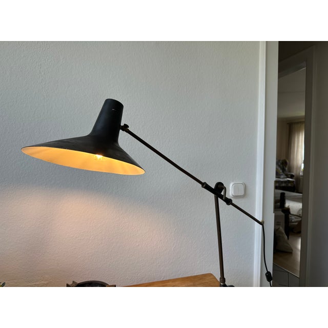 Black Mid-Century Italian Brass Clamp Desk Lamp attributed to Vittoriano Vigano For Sale - Image 8 of 18