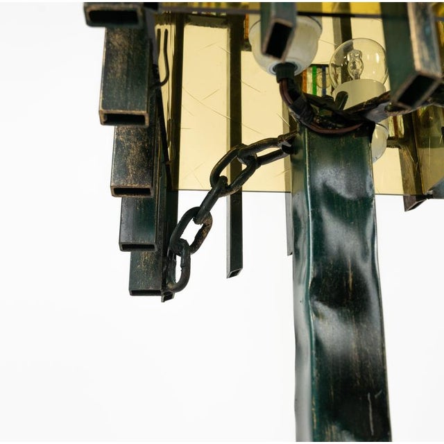 Brutalist Floor Lamp in Iron and Art Glass attributed to Biancardi & Jordan, Italy, 1970s For Sale - Image 14 of 16