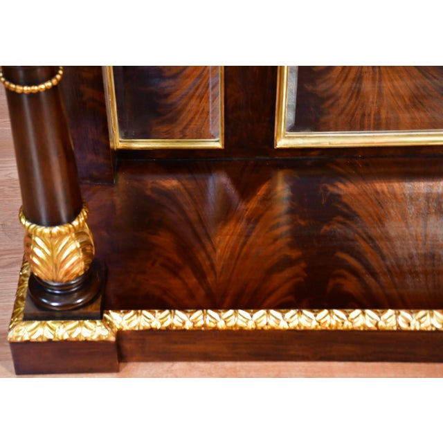 Brown 1930s French Empire Crotch Mahogany & Mirror Back Console Table For Sale - Image 8 of 18